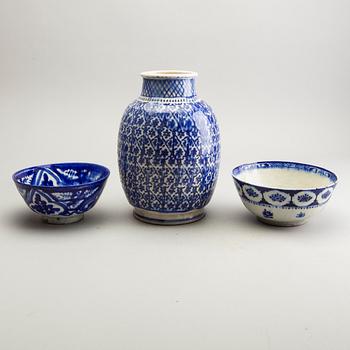 A group of persian cream ware, 18th/20th Century.  (9 pieces).