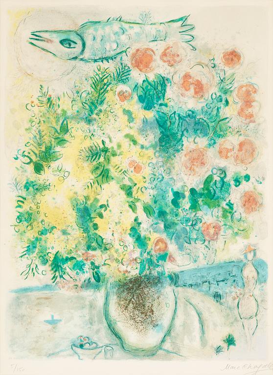 Marc Chagall (After), "Roses et Mimosas", from: "Nice et la Côte d'Azur".