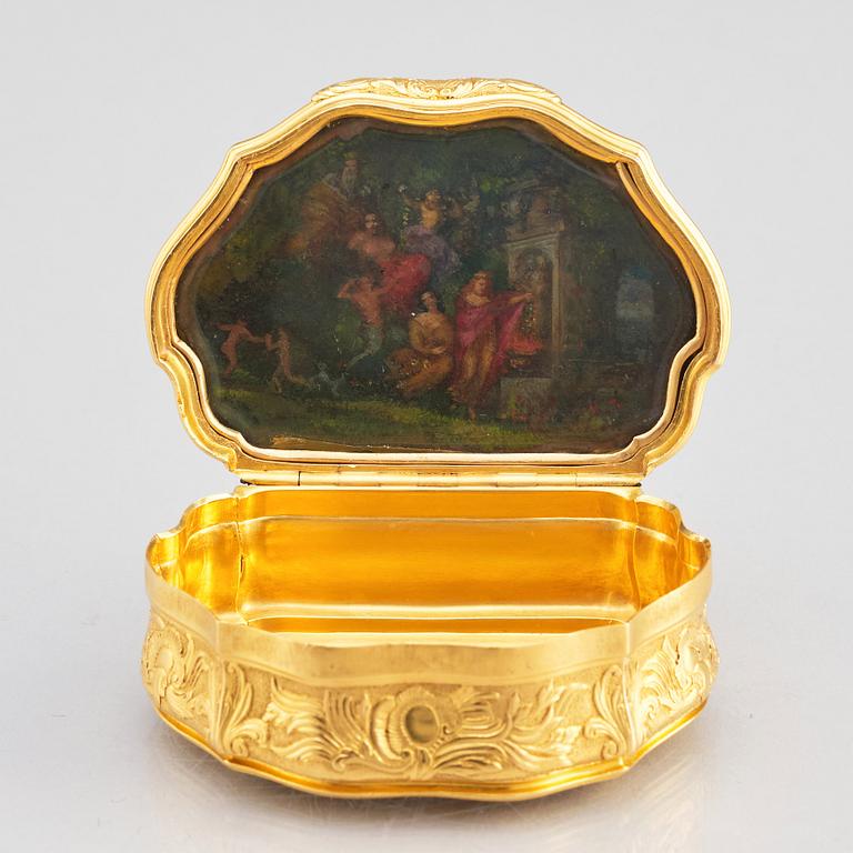 Frantz Bergs, dosa, guld, (verksam i Stockholm 1725-1777), 1700-talets mitt. Rokoko.