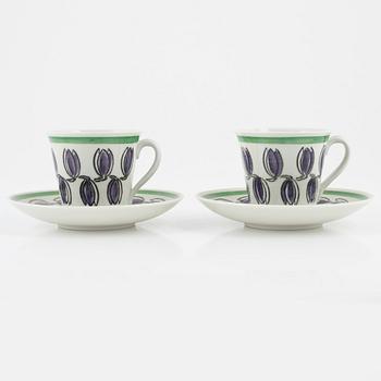 Kaffekoppar med fat, 2st, porslin, "Delila", Upsala Ekeby Gefle.