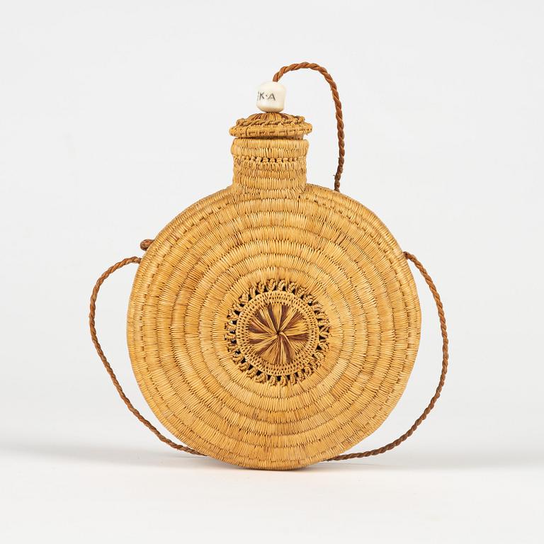 A birch root flask by Ellen Kitok-Andersson, signed.