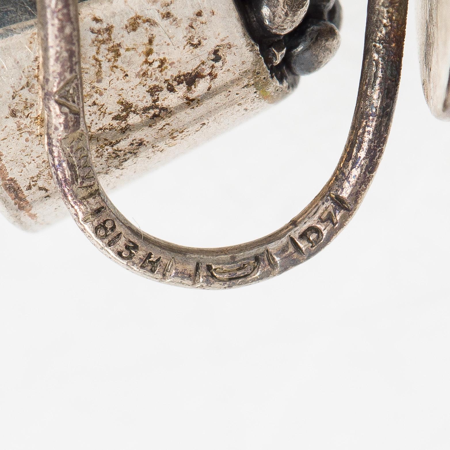 Rings and earrings, silver, Tillander, 1950 / 60s.