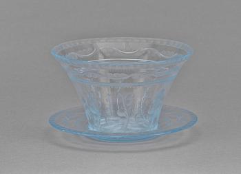 SKÅL med FAT, glas, Edvard Hald, Orrefors, formgiven ca 1930.
