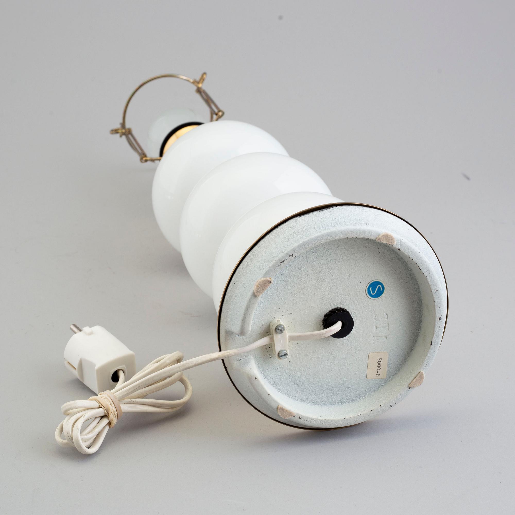 A glass and metal table light from Stilarmatur, Tranås, 1960's/70's.