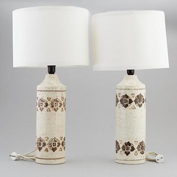 A pair of Bitossi stoneware table lights, Italy.