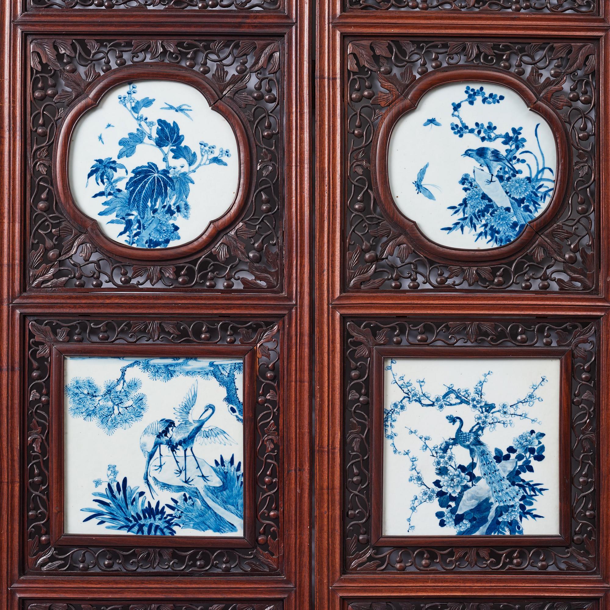 A Chinese six fold screen, Qing dynasty, 19th Century.