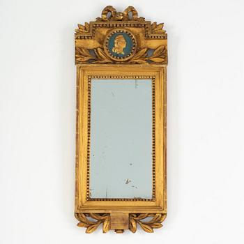 A late Gustavian gilt mirror, early 19th century,