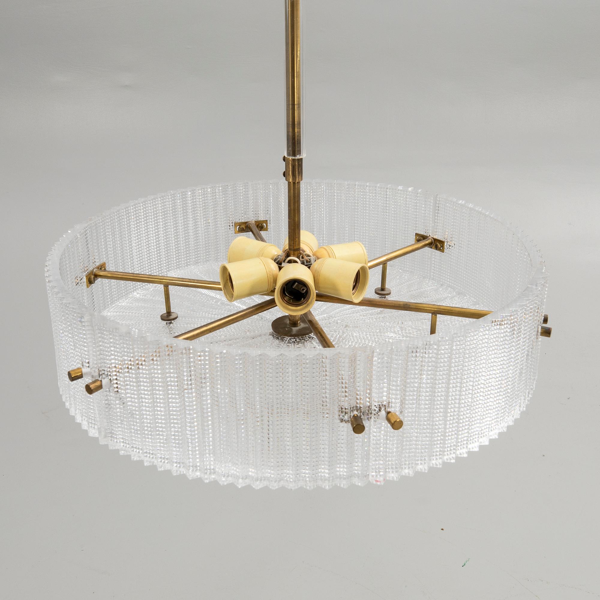 Carl Fagerlund, Ceiling lamp, Orrefors, mid-20th century.