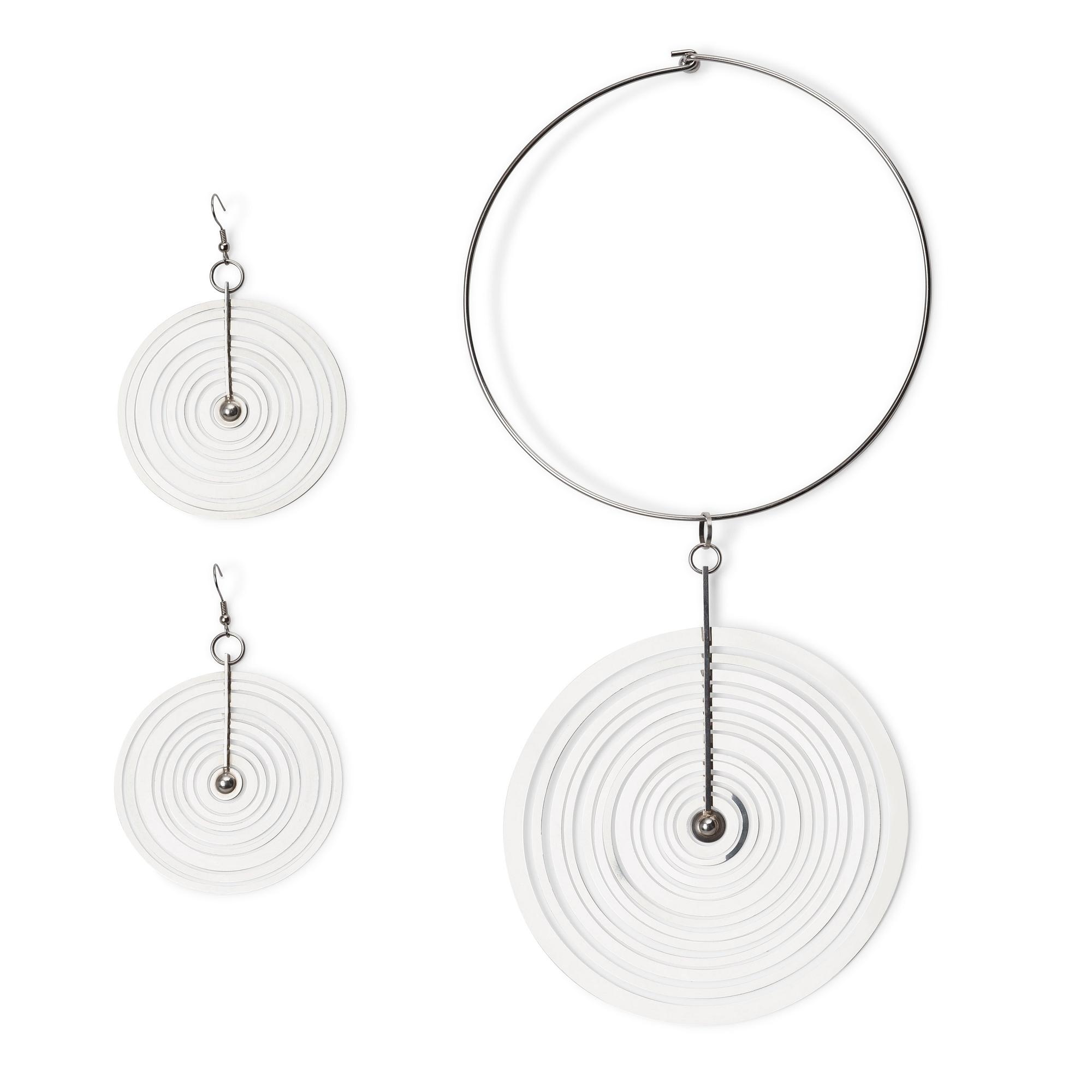 A Tapio Wirkkala sterling set with a necklace and earrings 'Silver Moon', Nils Westerback, Finland 1971 & 74.
