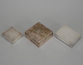 SKRIN, 3 st, silver, importstämplade, bl.a. Schwäbisch Gmund, Tyskland och troligen Belgien. Total vikt ca 710 g.