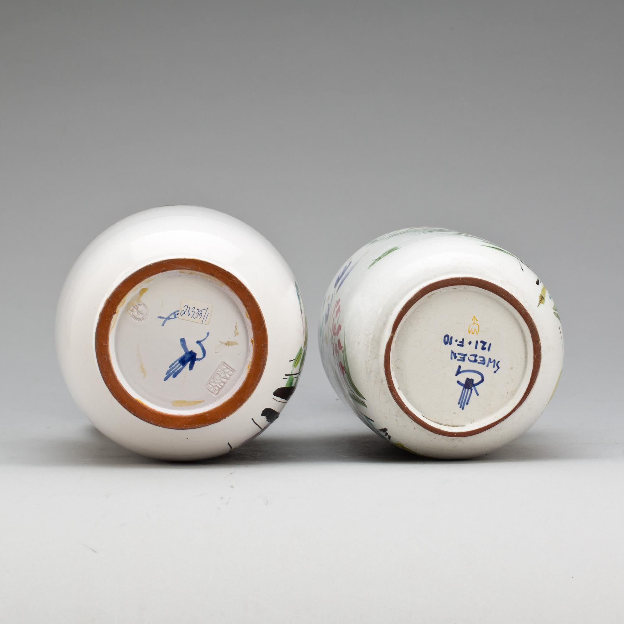 KANNOR, stengods, 2 st. Stig Lindberg, Gustavsberg studio.