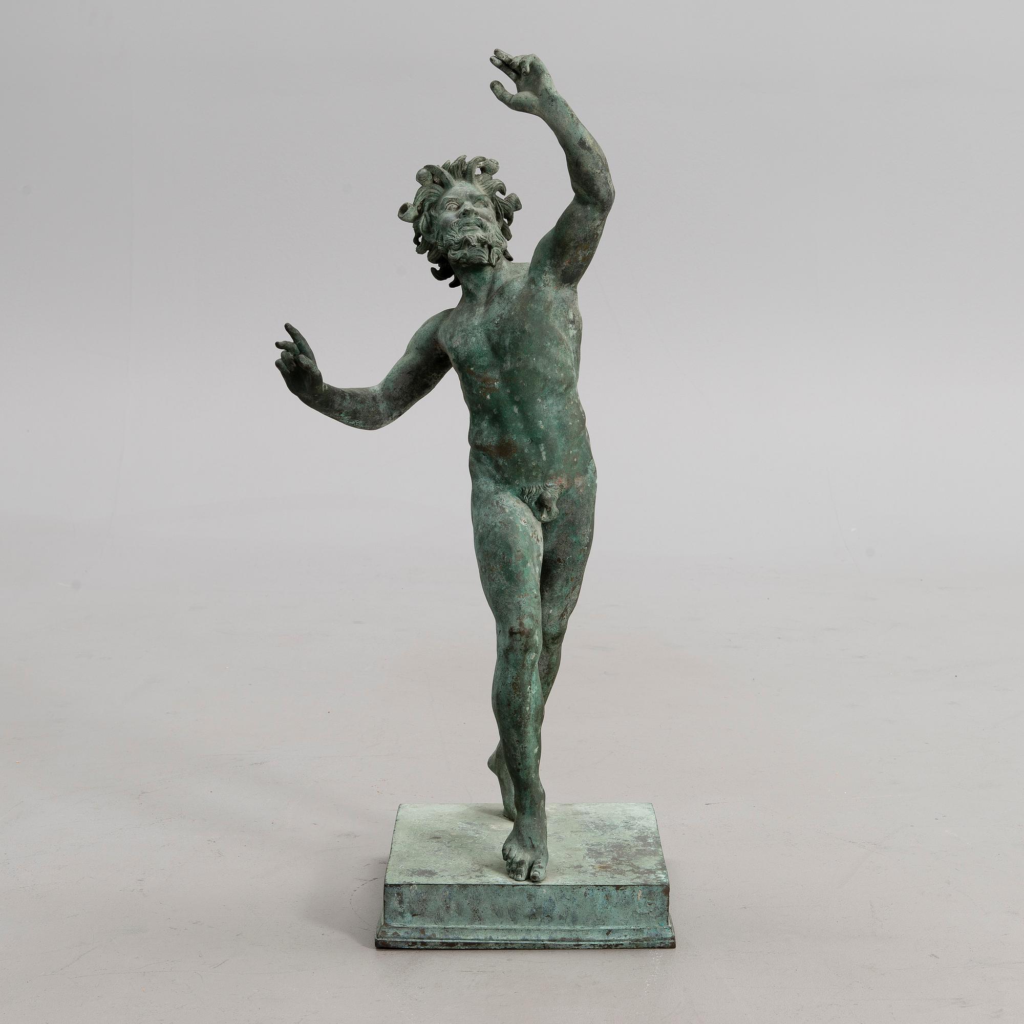 A 19th century Dancing Faun bronze sculpture.