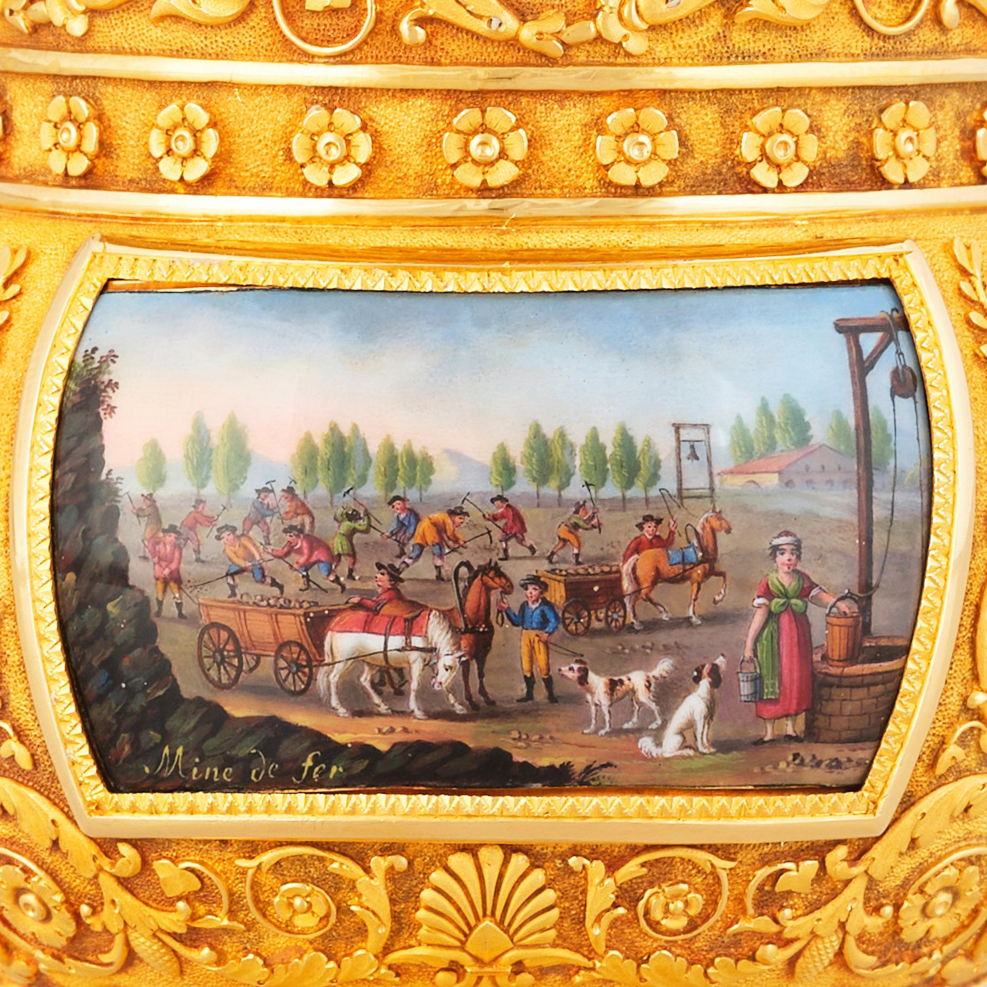Paradkopp med fat, "The Demidoff cup", guld och emalj, Gabriel-Raoul Morel, Paris, daterad 1824.