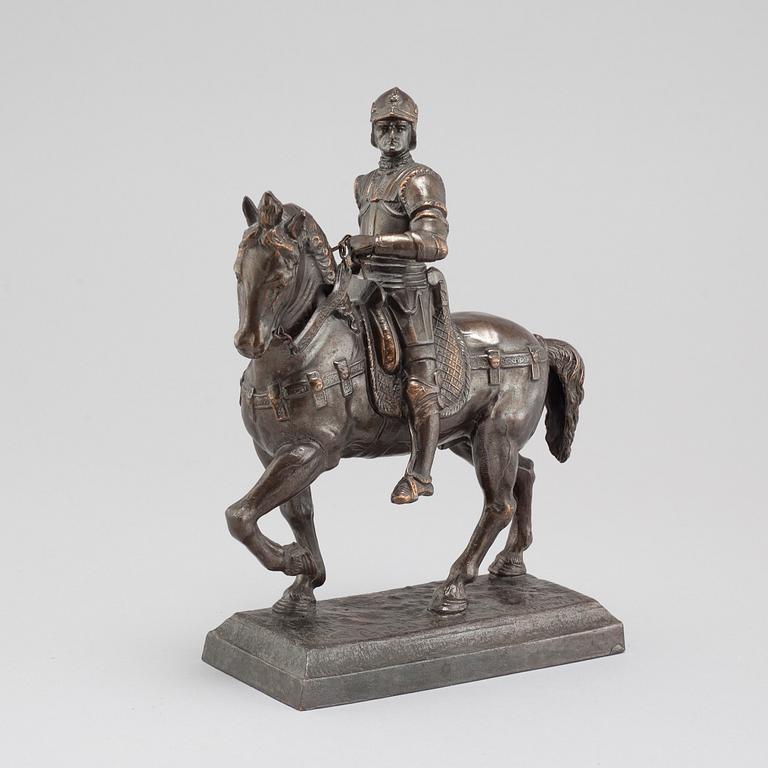 ANDREA DEL VERROCCHIO, kopia efter, skulptur, mörkpatinerad metall, 1900-tal.