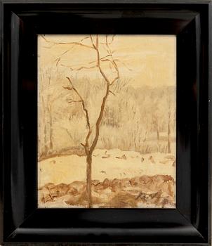 Agnes Wieslander, 2 pcs "Landscape from Jutland" and "Winter Scene - Hoarfrost".