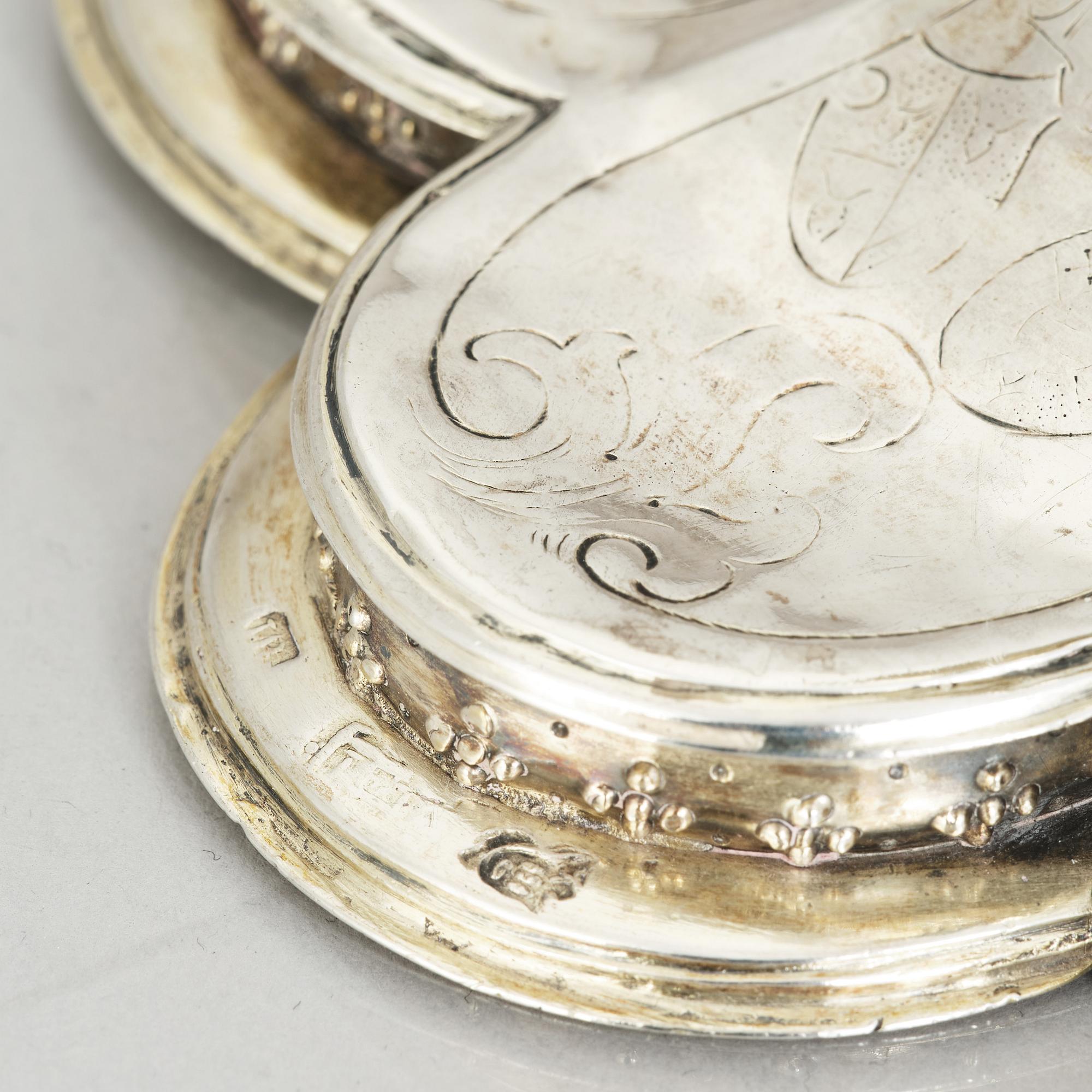 An 18th century parcel-gilt silver cup, unclear marks.