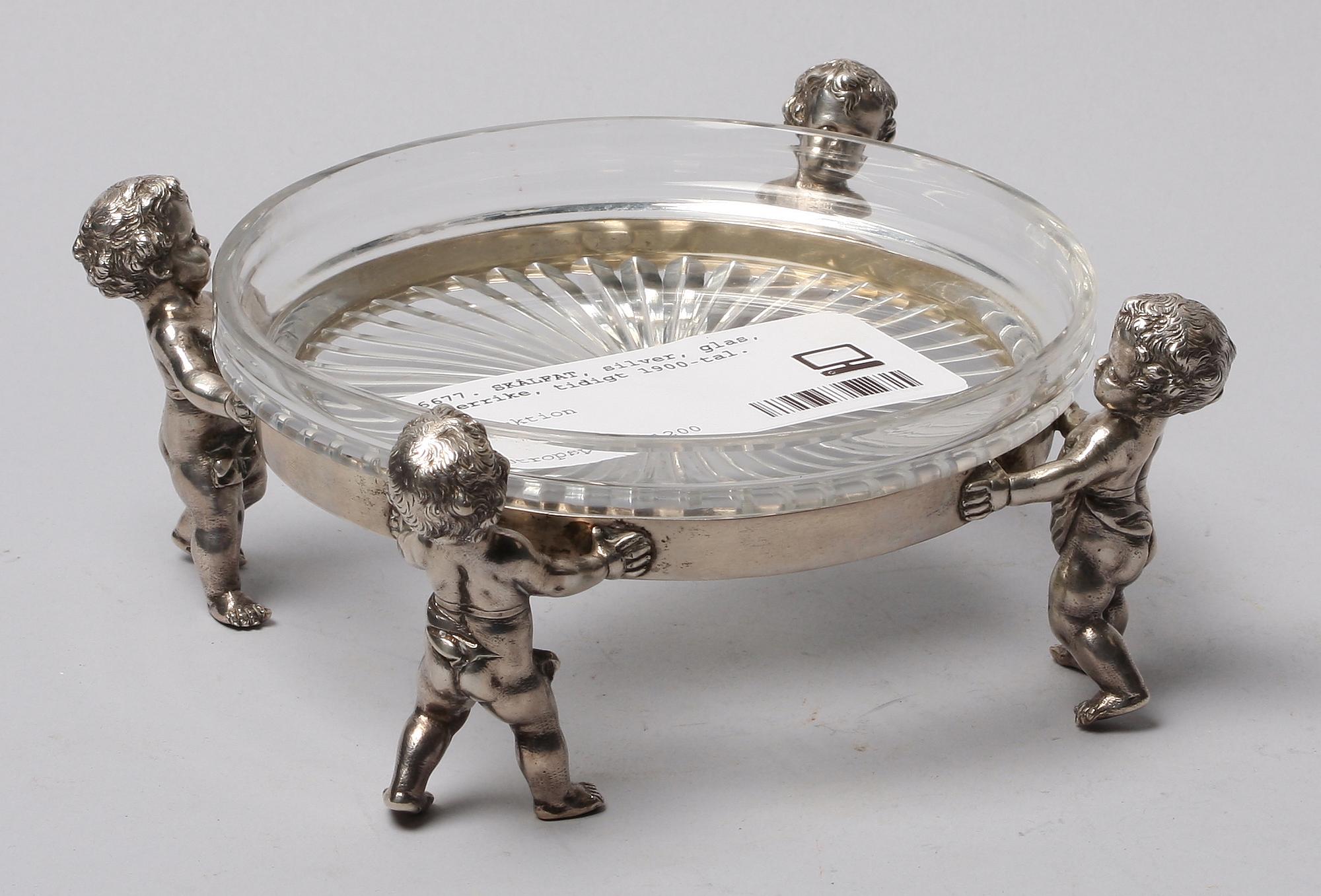 SKÅLFAT, silver, glas, Österrike, tidigt 1900-tal.