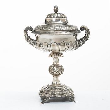 A Swedish silver Empire sugar bowl, mark of Johan Wilhelm Ohlsson, Lidköping (1837–1847).