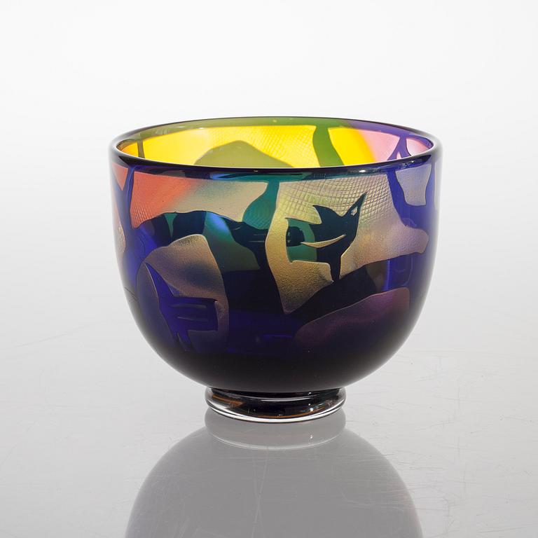 a glass bowl for Kosta Boda atelier, signed.