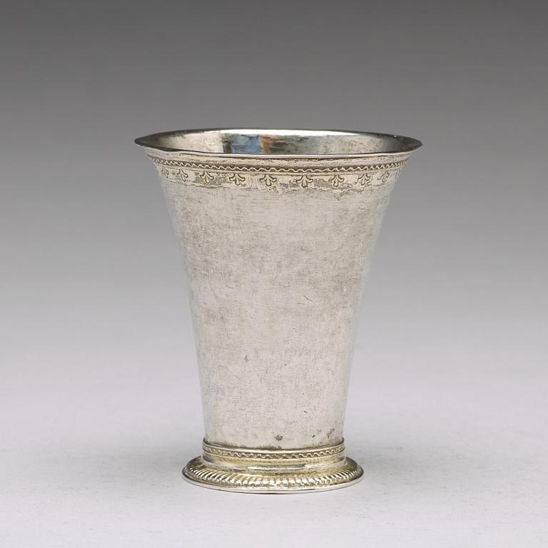 A Swedish 18th century parcel-gilt silver beaker, mark of Henrik Wittkopf, Stockholm 1752.