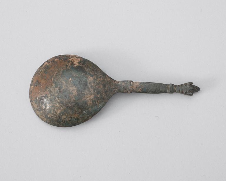 A late 15th century/early 16 century European copper alloy spoon.