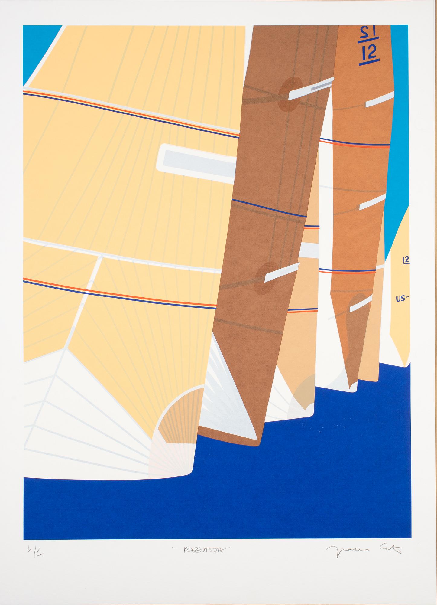 Franco Costa, "Red spinnaker in Florida", "Newport's sunset", "Regatta", "Tailwind" (4).