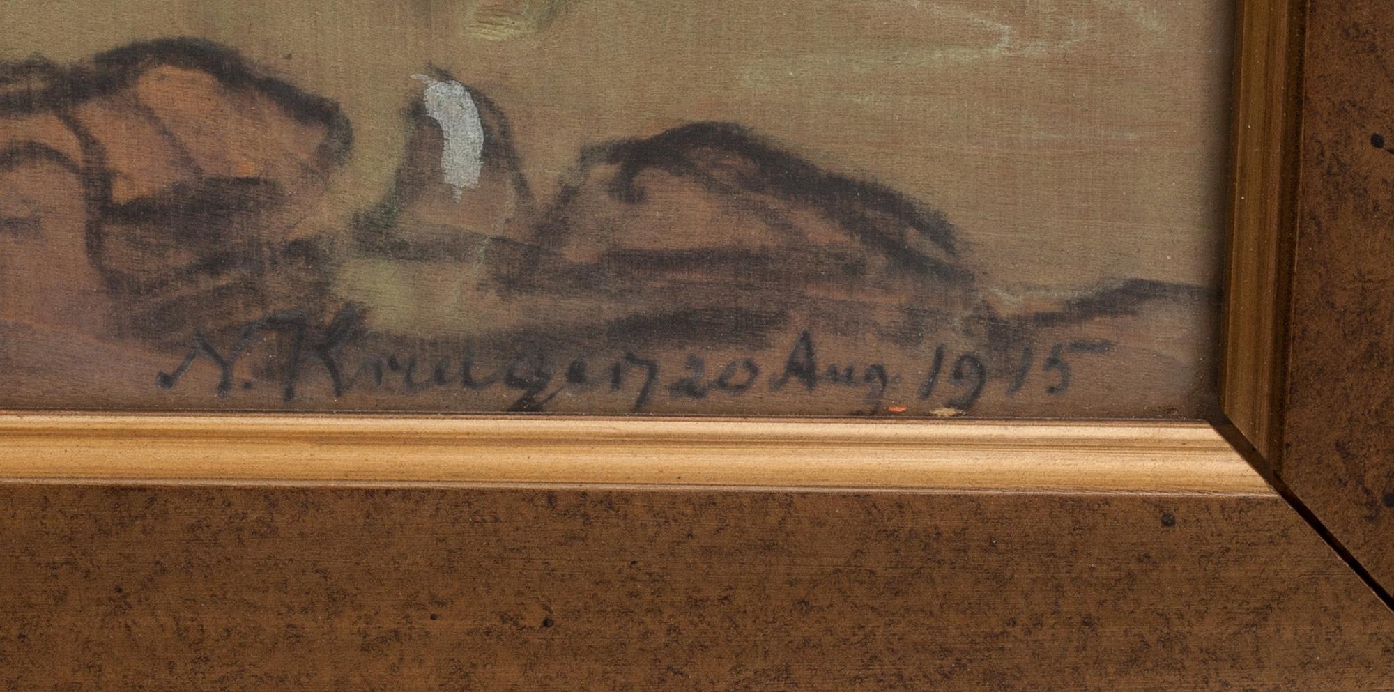 NILS KREUGER, blandteknik, signerad och daterad aug 1915.