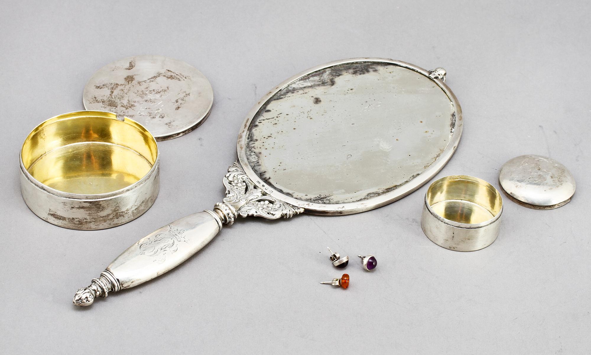 PARTI SILVER, 3 delar, bl a GAB, Stockholm, 1881. Tot. v. 413 g.