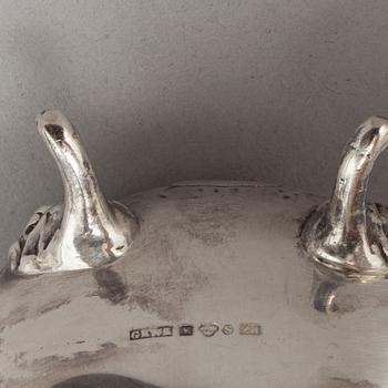 A silver mocha pot, creamer, sugar bowl and tray, some with mark of Gewe, Malmö 1950-51.