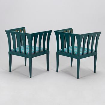 Eliel Saarinen, a pair of 'The Blue Chair' armchairs for Adelta Finland 1980s.