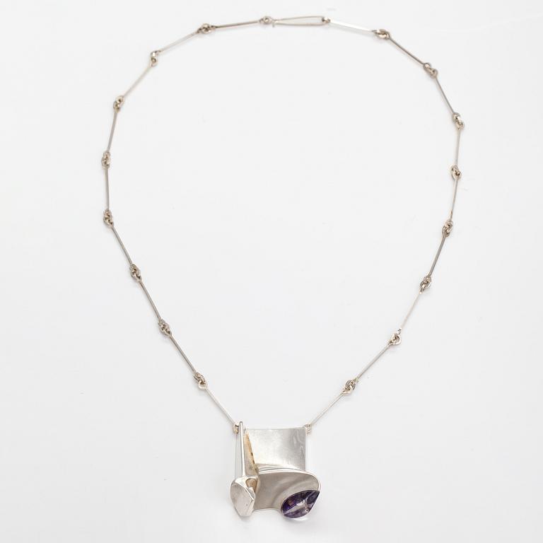 Björn Weckström, "Monolit" a sterling silver and acrylic necklace. Lapponia 1974.