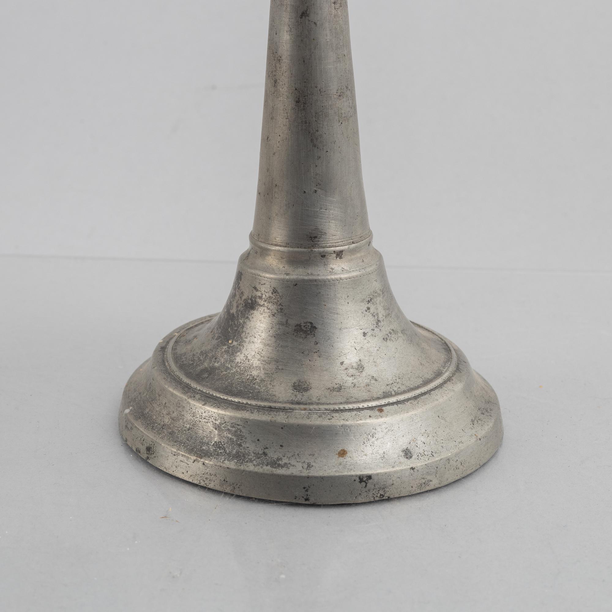 A pair of pewter candle sticks by Olof Wahlgren (active 1817-1825/27), Helsingborg, Sweden, 1813.