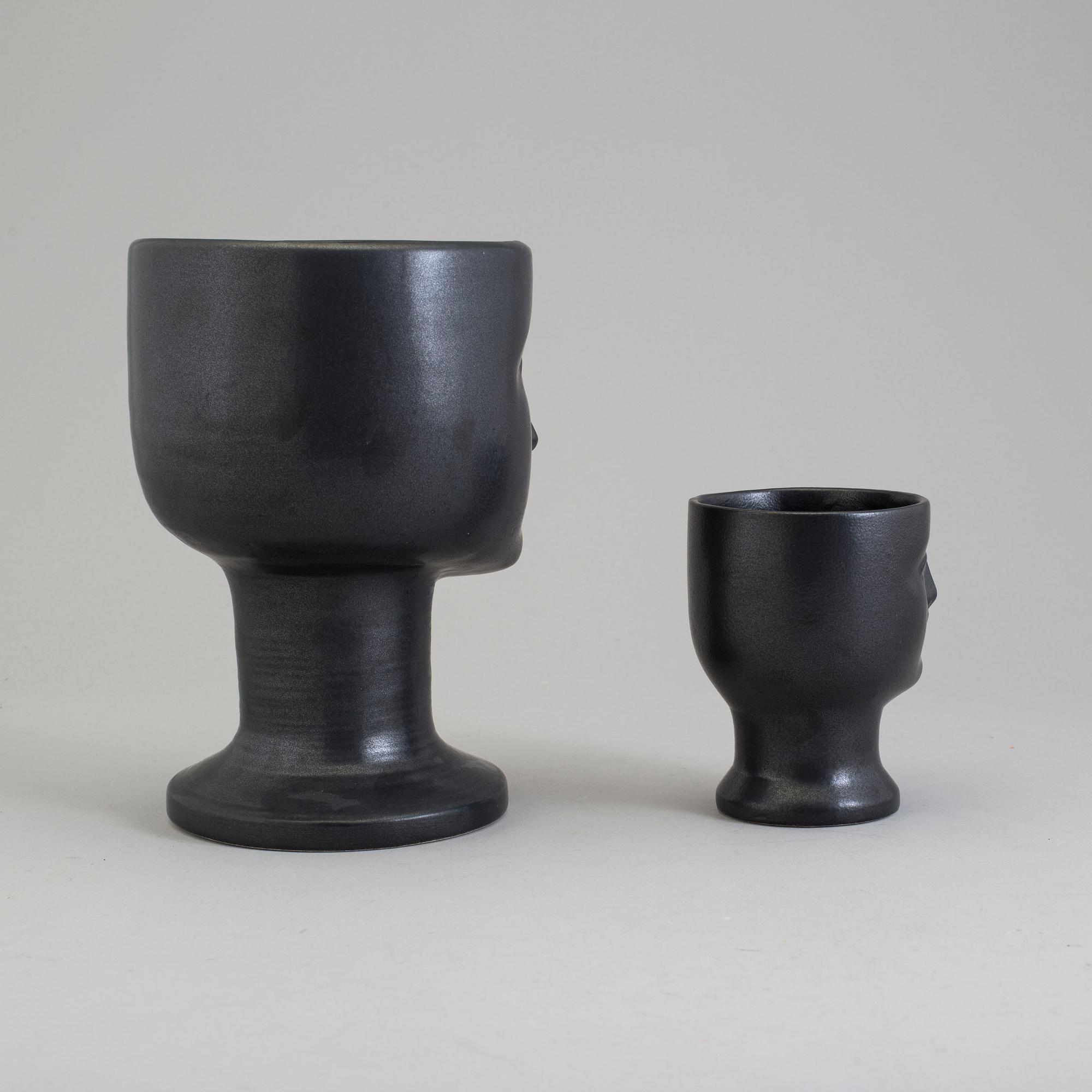 Two Lisa Larson flower pots, Gustavsberg, Sweden.