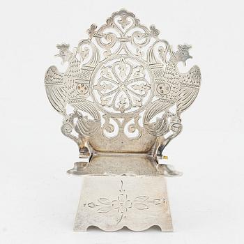 A Russian silver salt-chair, Moscow 1869.