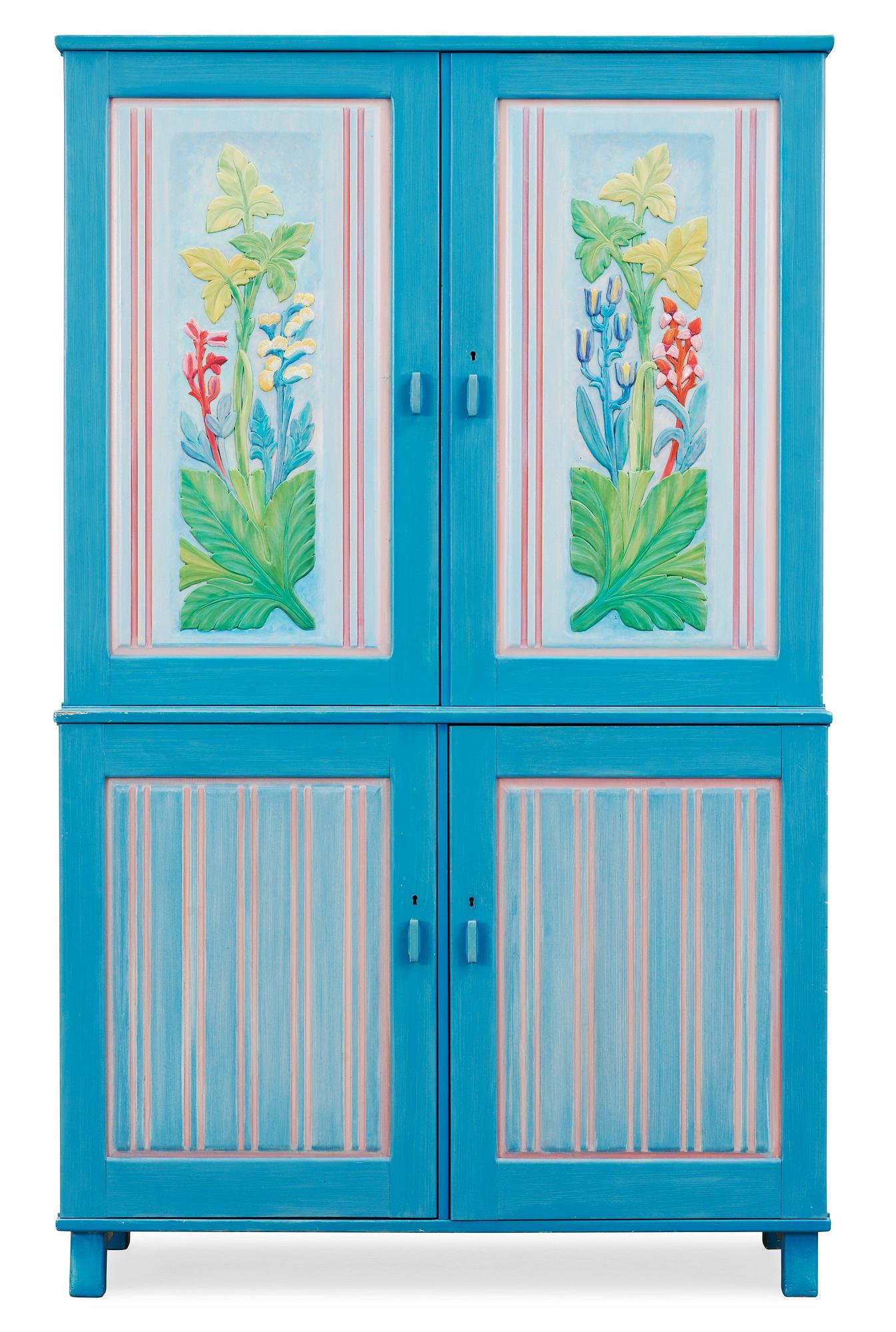 Carl Malmsten, A Carl Malmsten carved and painted cabinet.