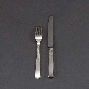 JACOB ÄNGMAN, 12+12 psc silver cutlery,  GAB, some Eskilstuna 1969.