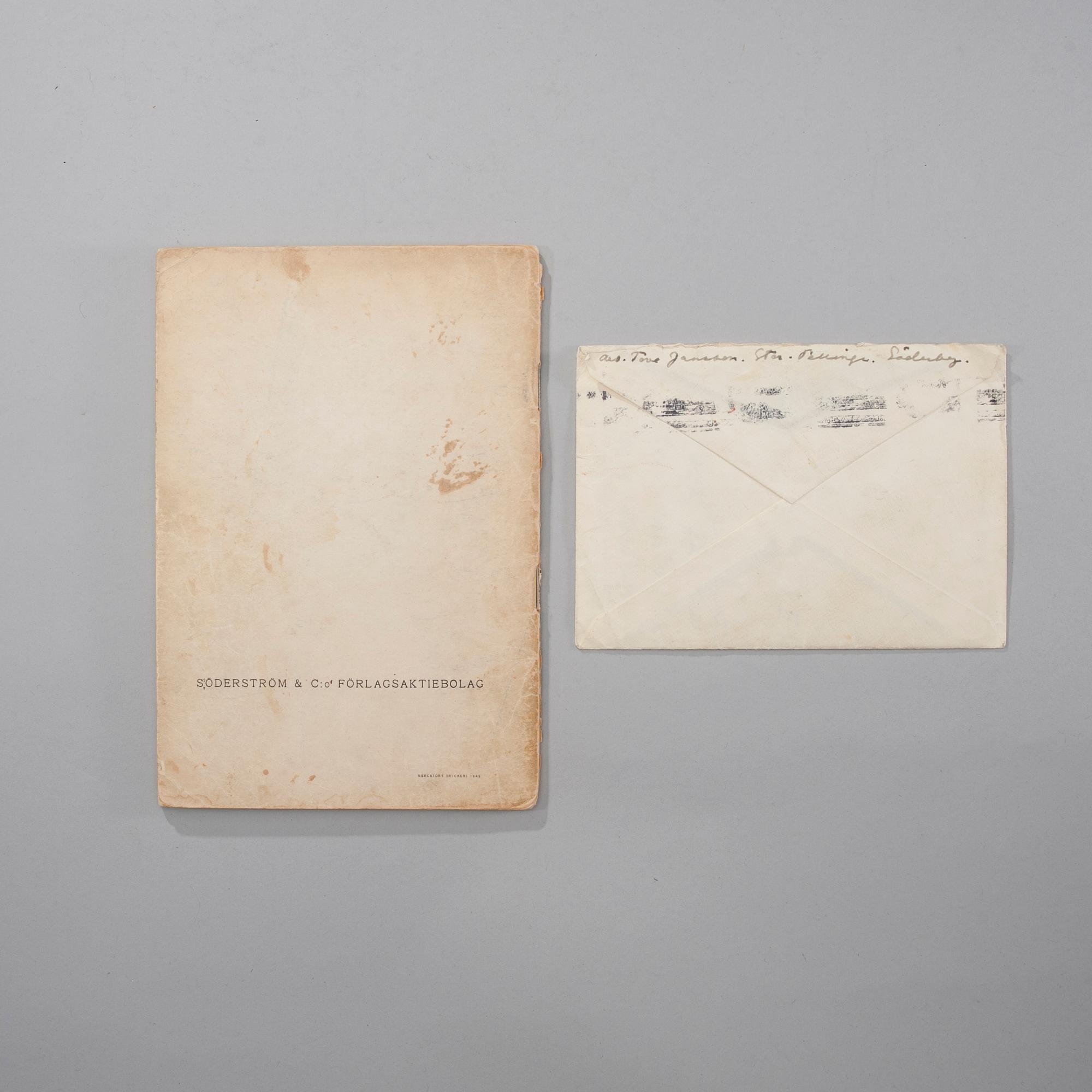 TOVE JANSSON, brev daterat 4 sept. -51, och bok "Småtrollen och den stora översvämningen", Helsingfors 1945.