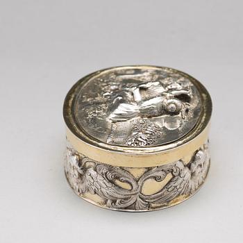 A baroque parcel-gilt silver box, unmarked possibly Swedish ca 1700.