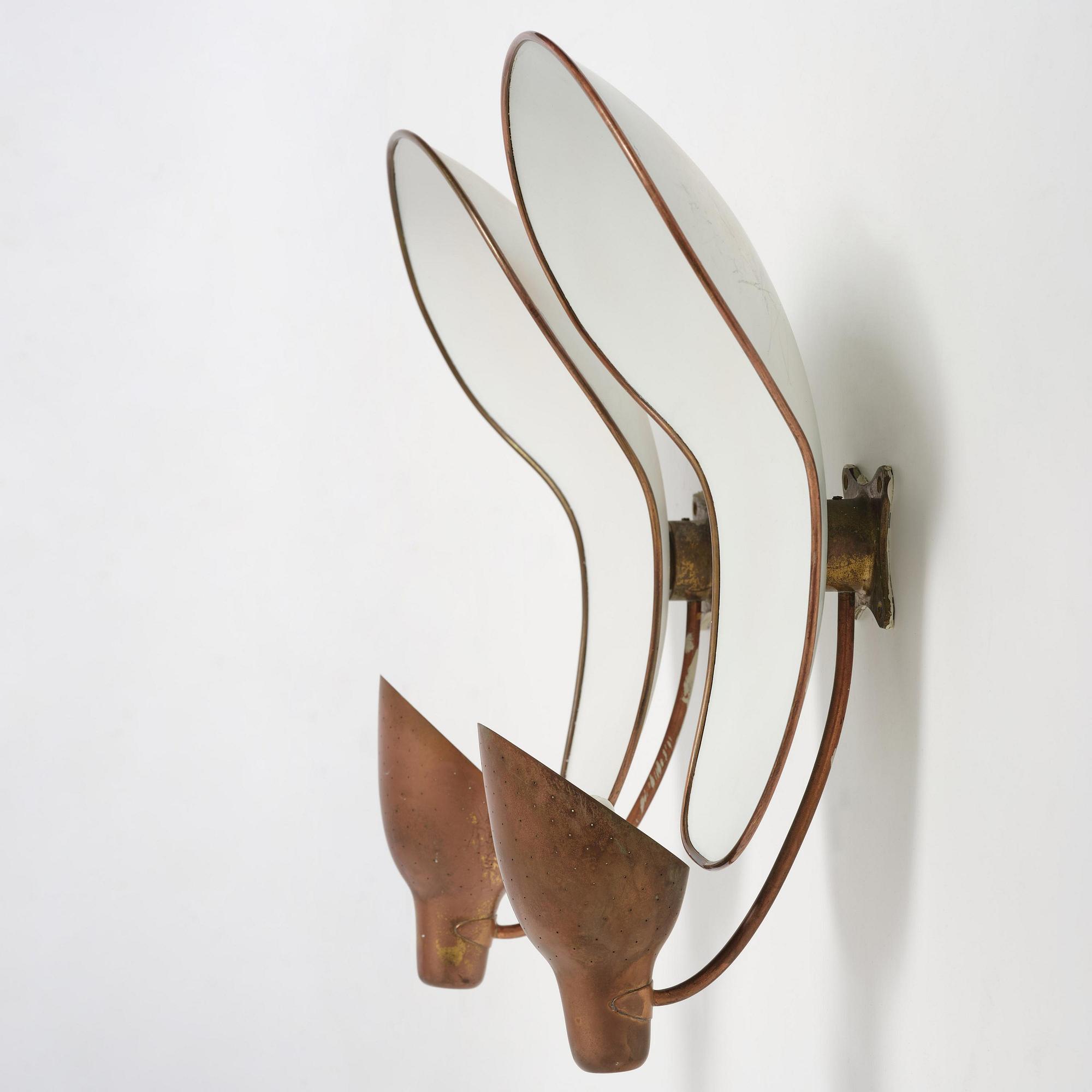 Carl-Axel Acking, a pair of wall lamps model number "5017", Bröderna Malmströms Metallvarufabrik, Malmö, 1940s.