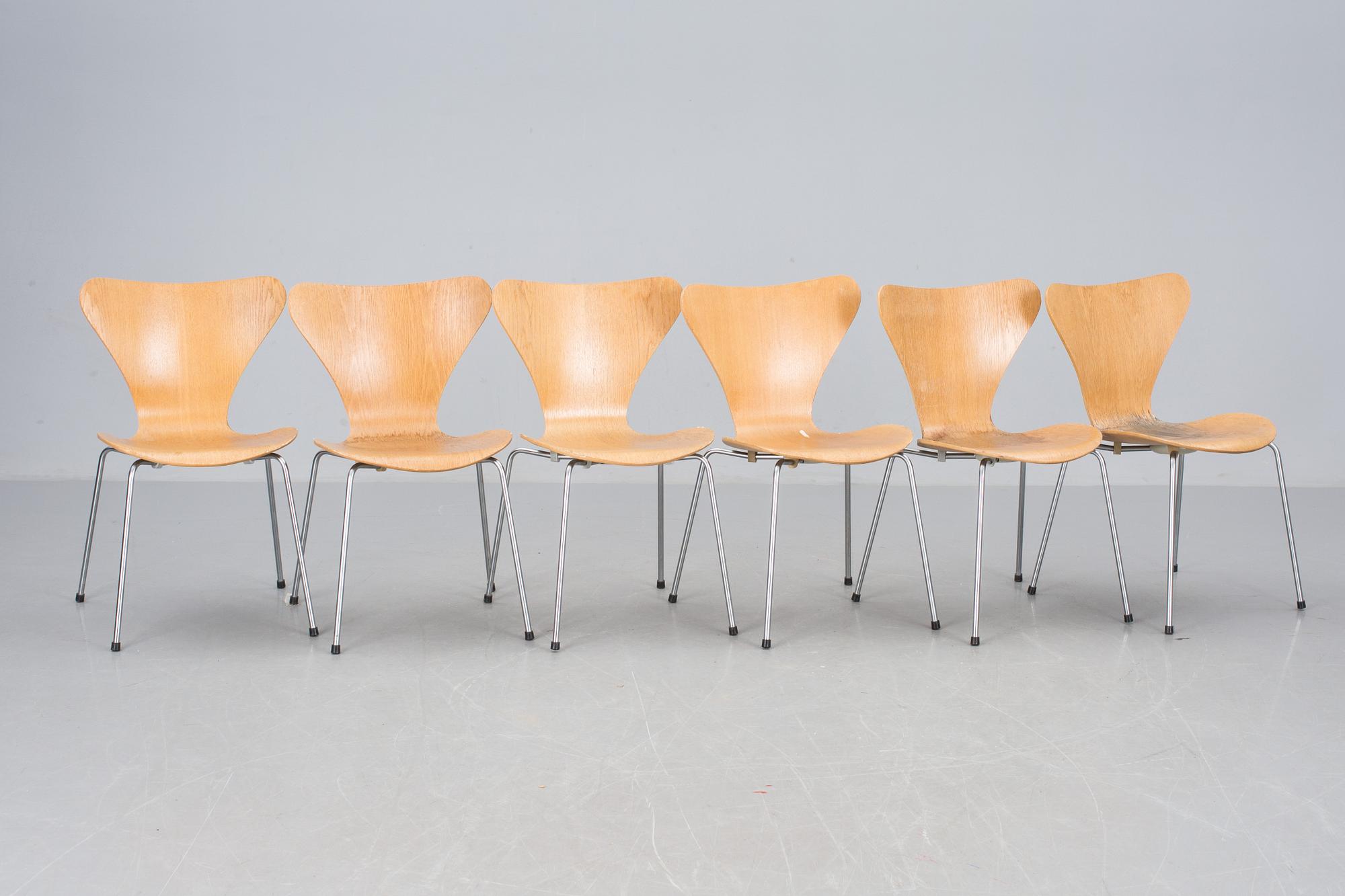 STOLAR, 6 st, "Sjuan", Arne Jacobsen för Fritz Hansen.