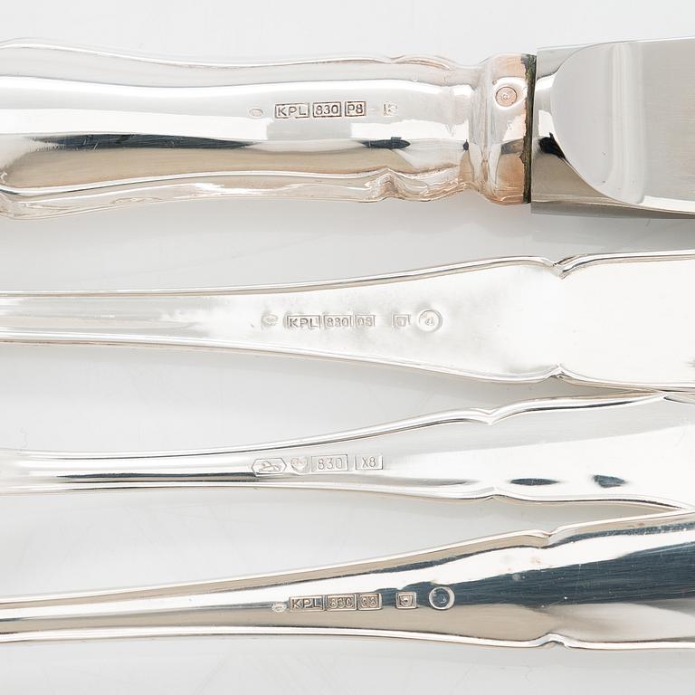 Bestickuppsättning, 24 delar, silver, "Chippendale", 1992-99. I besticklåda.