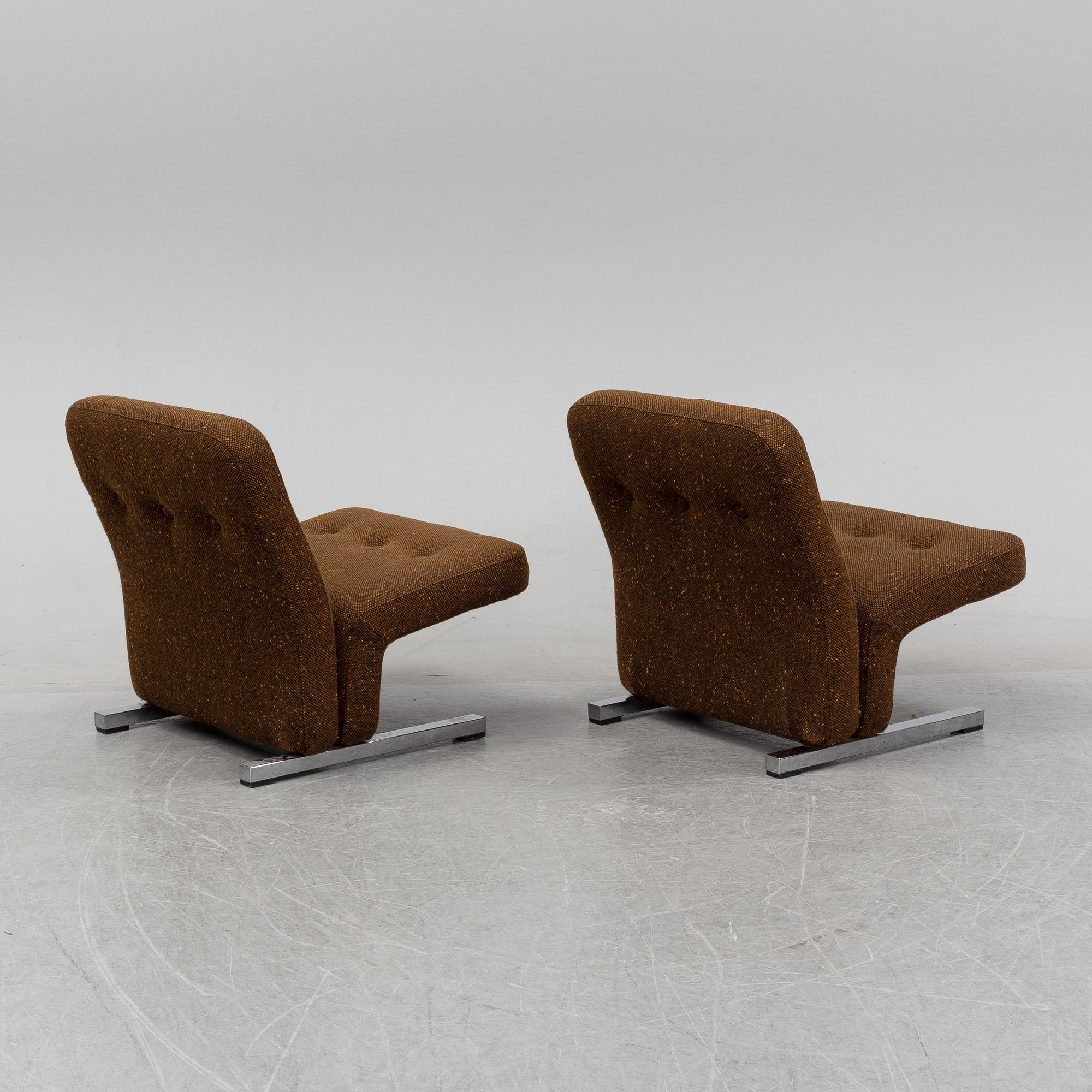 Stockum Design, a pair of 'Pamela'/'S-30' armchairs, Vemo Industri AB, launched 1973.