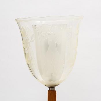 Birger Ekman, An elm and glass floor light, Glössner, first half of the 20th century.