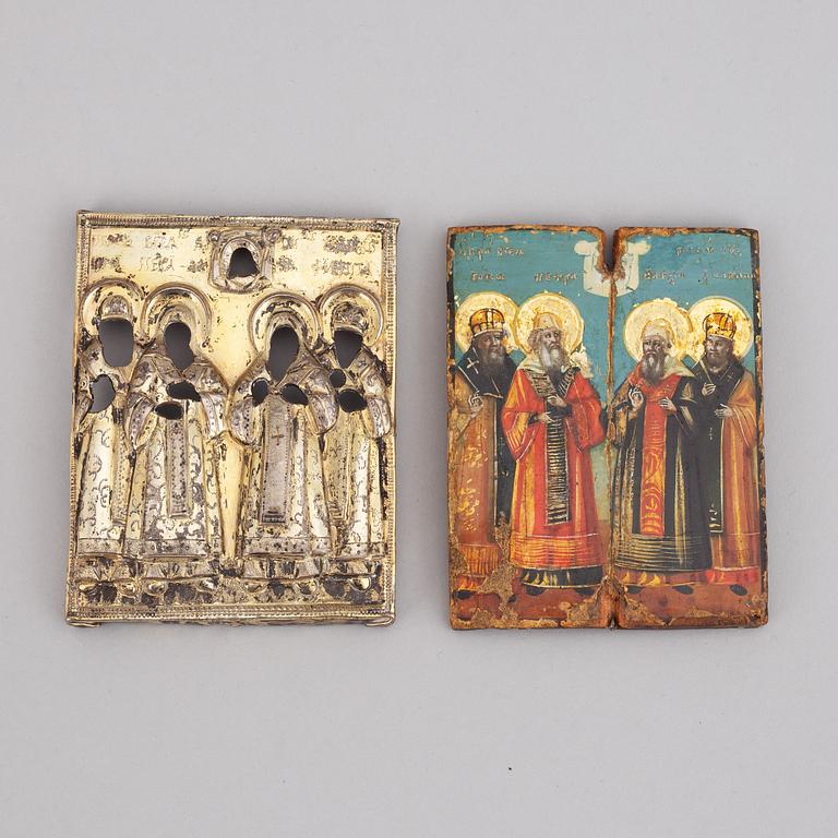 A russian icon, parcel gilt silver, Moscow 1792.