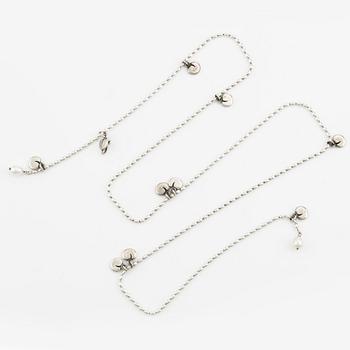 Kalevala, smyckesset, "Linnea Borealis", collier, örhänge samt armband, silver med pärlor.