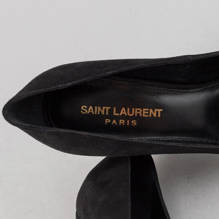 Yves Saint Laurent, a pair of black suede shoes, size 36½.