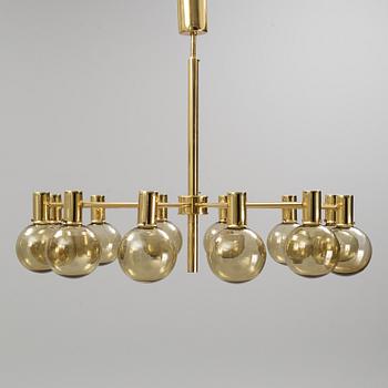 Hans-Agne Jakobsson, a brass and glass chandelier, Markaryd, Sweden.