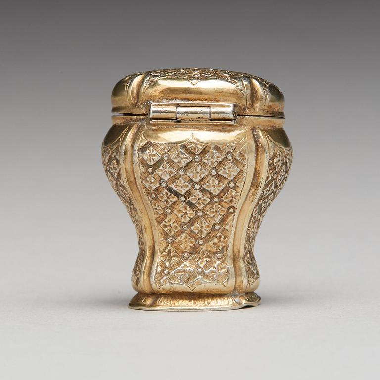 A Swedish Rococo silver-gilt snuff-box, mark of Petter Akerman, Stockholm 1760.