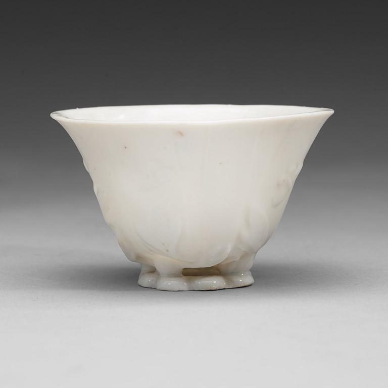 A blanc de chine libation cup, Qing dynasty, 18th Century.