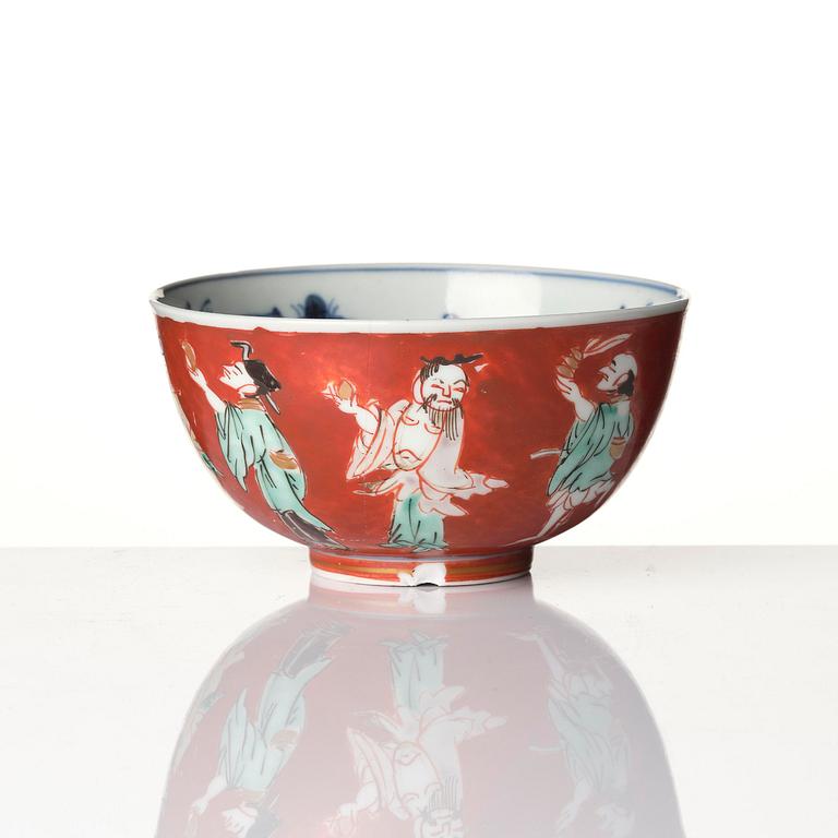 A group of five 'immortals' bowls, Meiji (1868-1912).